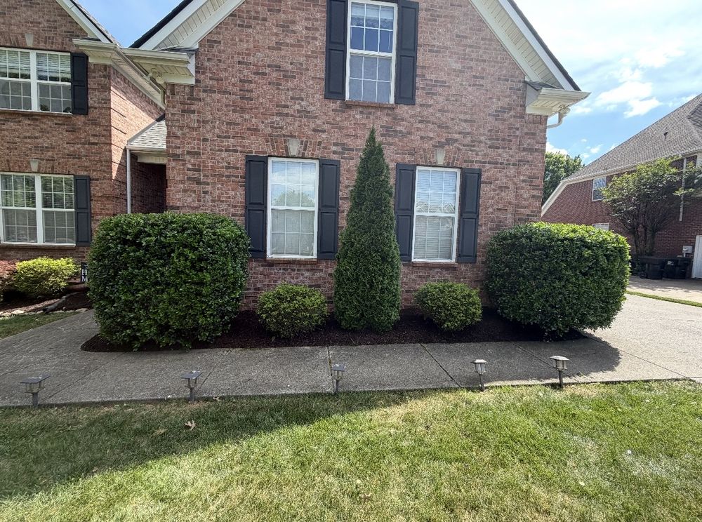 Clean mulch beds and edging around a home