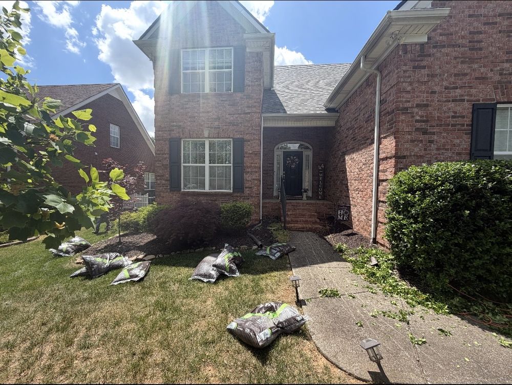 Refreshed landscaping with new mulch